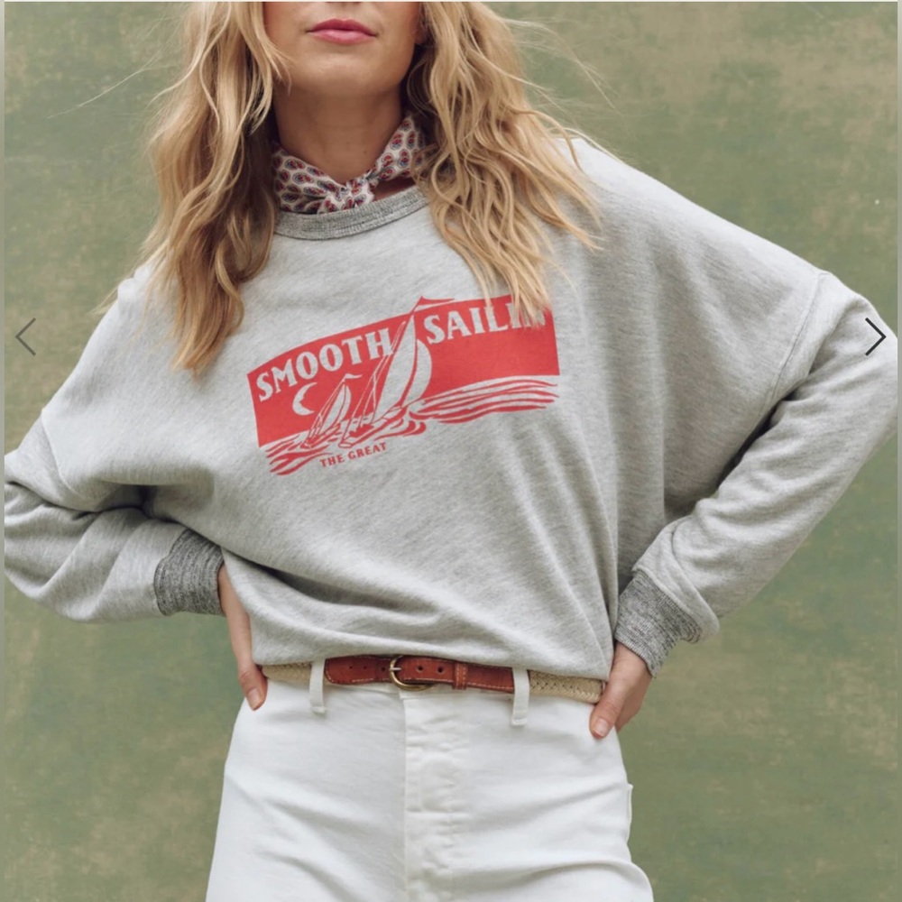Smooth Sailin Teammate Sweatshirt by The Great in Heather Grey, Size 0.